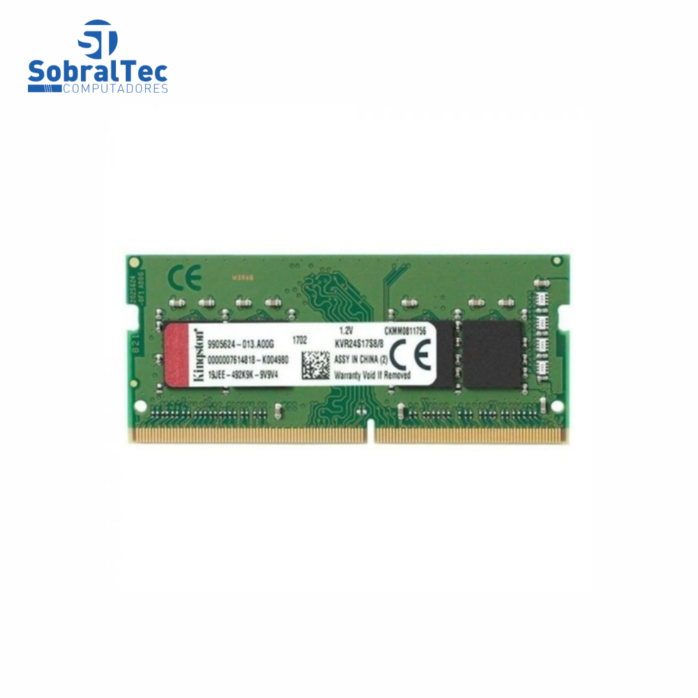 Memória Ram Notebook 8GB Kingston KVR24S17S8/8 2400Mhz DDR4 - Verde